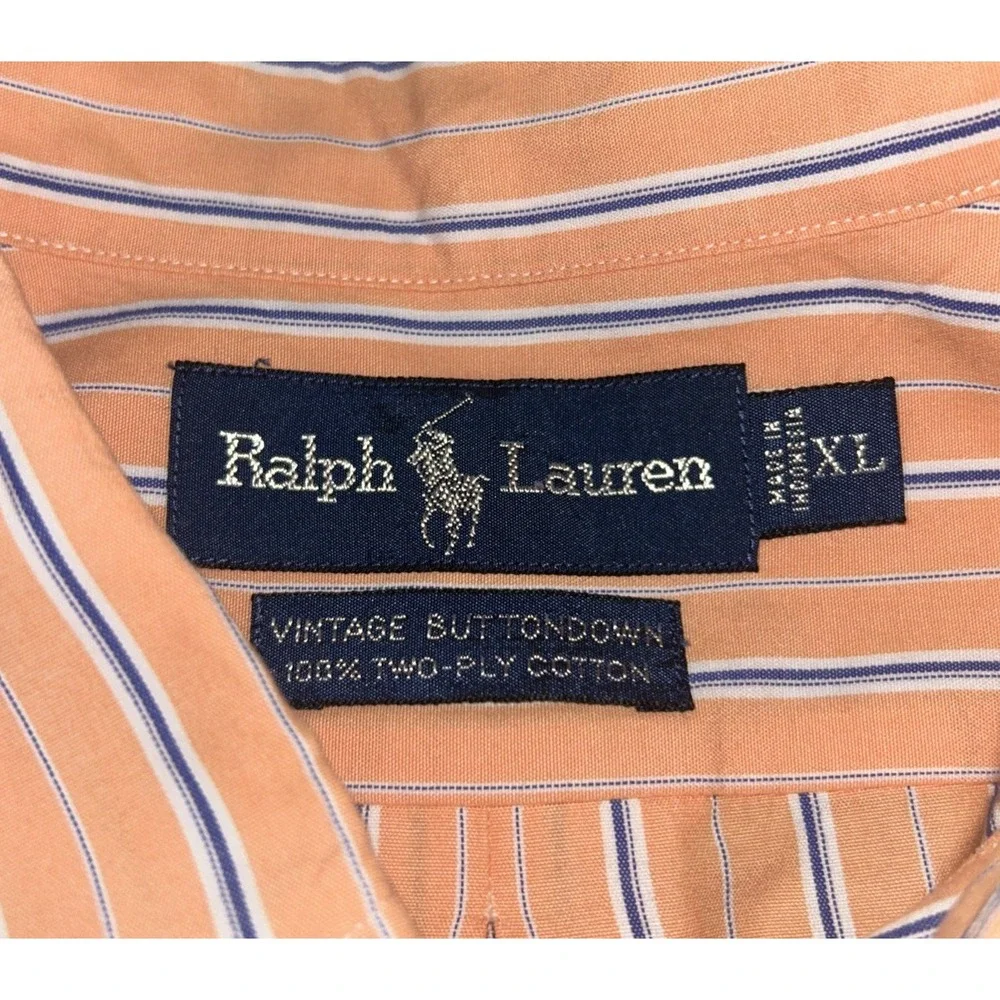 Polo Ralph Lauren Vintage Button Down 100%‎ Two Ply Cotton Men's XL